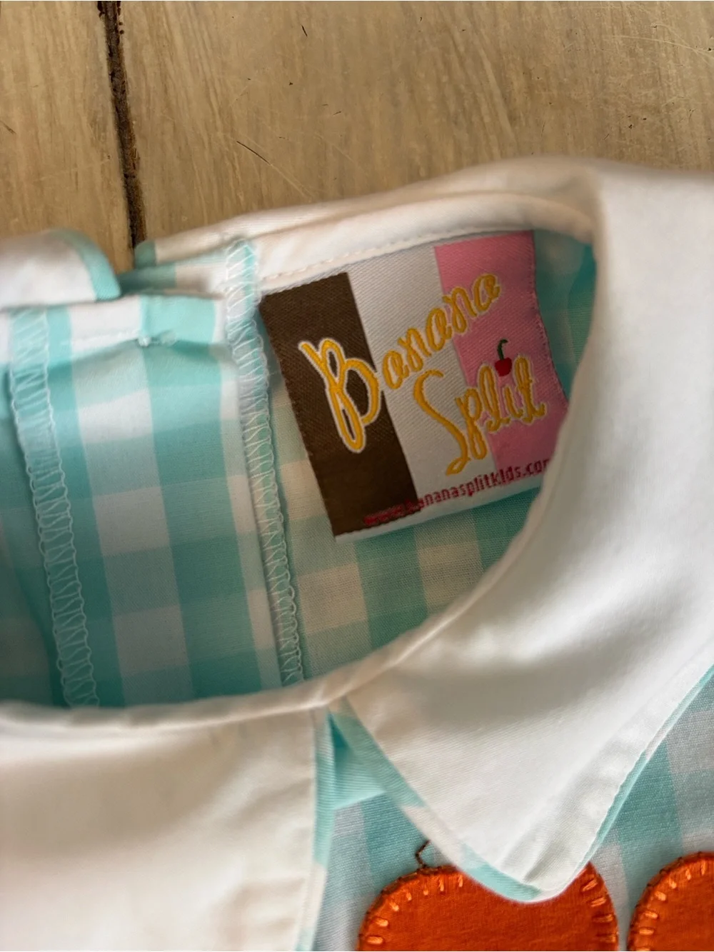 Banana Split Boutique Blue White Pumpkin Train One Piece Romper Fall